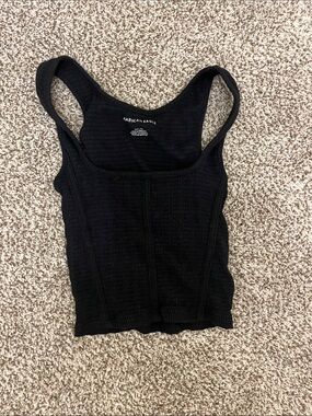 American Eagle Outfitters Black Ribbed Square-Neck Tank